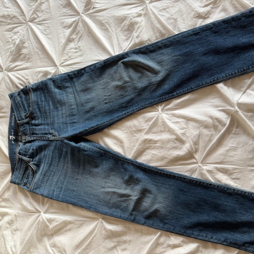 7 For All Mankind Standard Straight Leg Jeans 31 Medium Light Wash Denim Classic